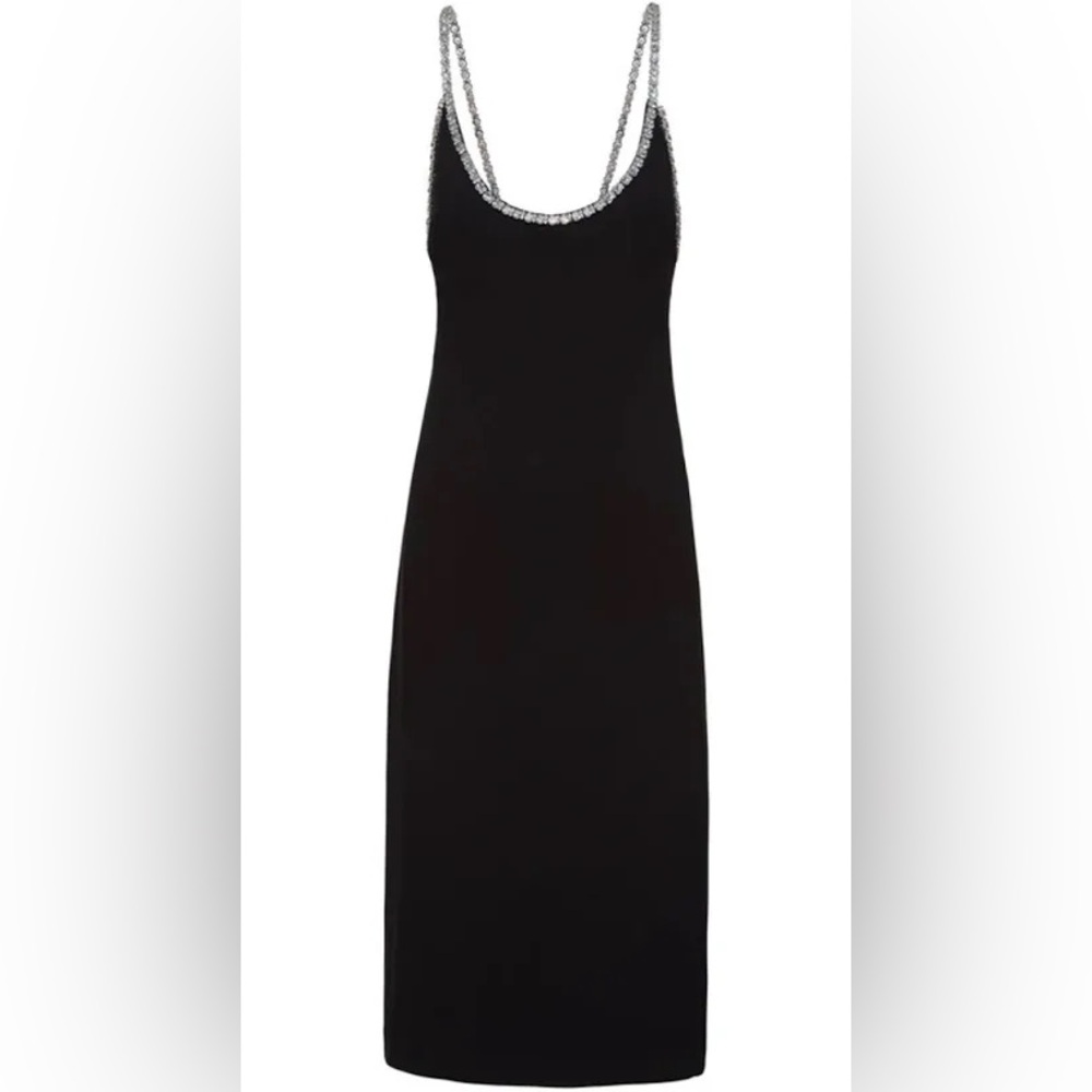 Miu Miu Cady Embellished Neckline Dress